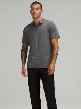 Lululemon Evolution Polo Shirt Large Heathered Gray Golf Performance